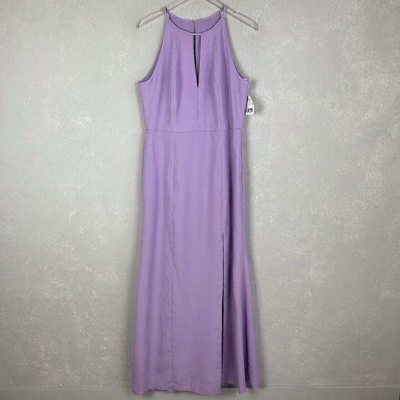 Bella Bridesmaids size 16R maxi dress BB122 pale purple P537 side slit NEW - Picture 1 of 14